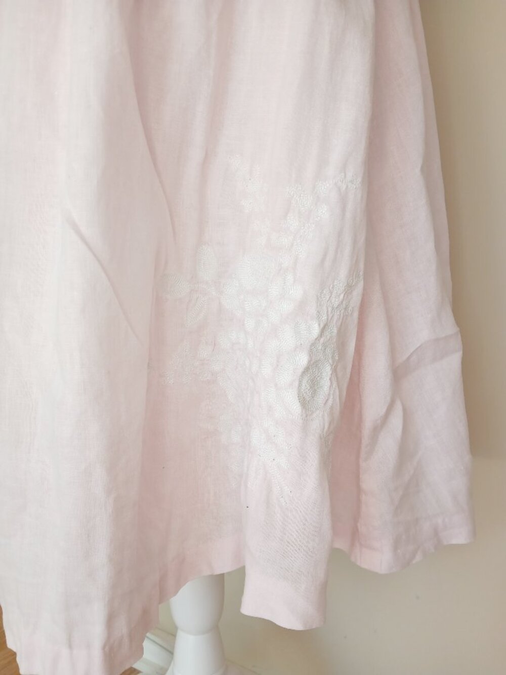 Tommy Hilfiger Pink 100 % Linen Midi Prairie A Line Skirt Size 8 - Picture 4 of 8